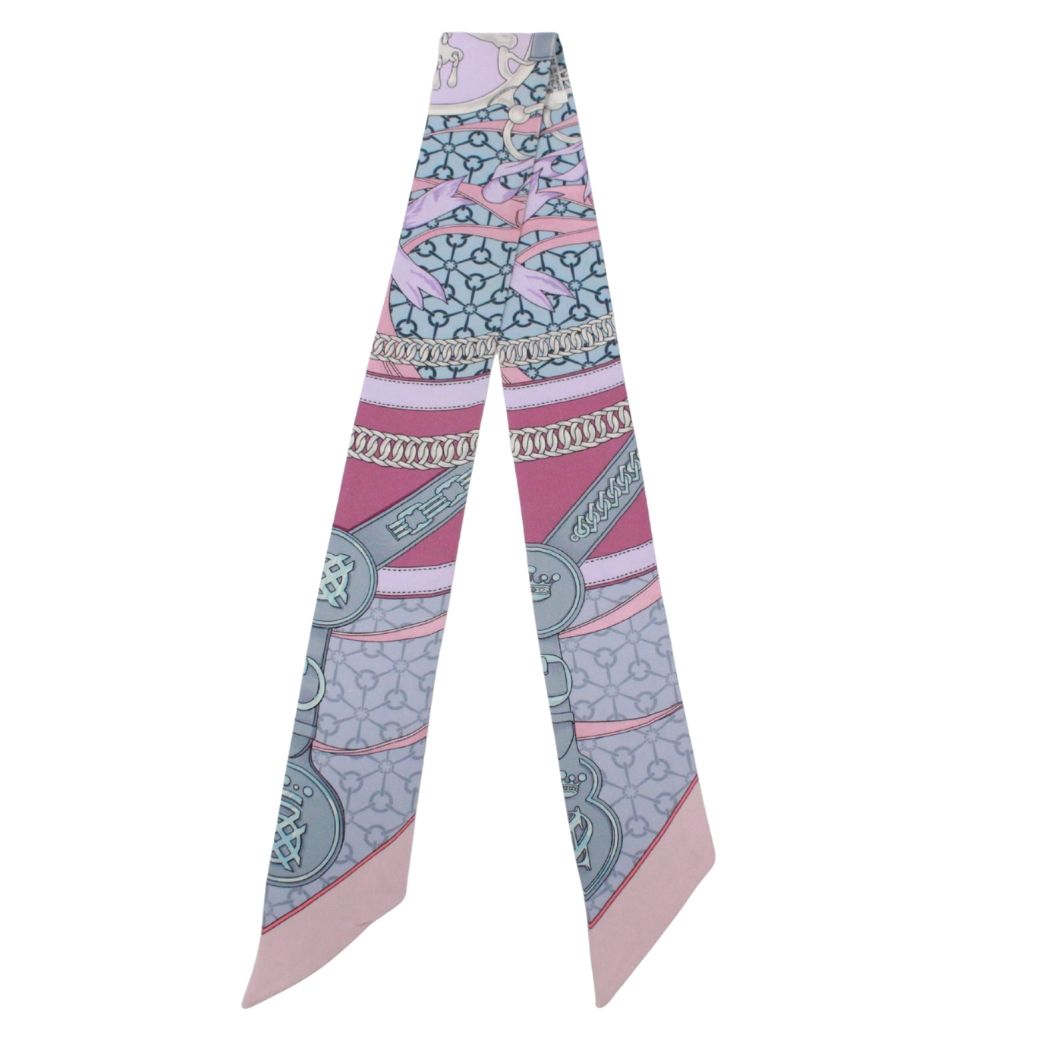 HERMES エルメス ツイリー La Promenade du Matin 朝の散歩 スカーフ シルク パープル/ブルー/ピンク【中古】 レディース