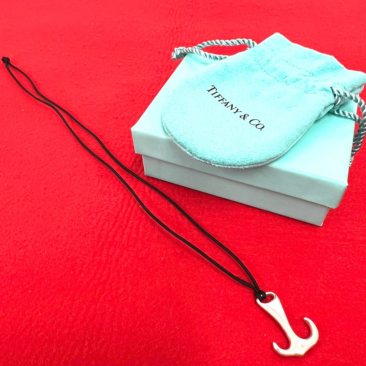 極 美品 箱 袋付き TIFFANY&Co. ティファニー ヴィンテージ シルバー アンカー シルクコード ネックレス シルバー925 アクセサリー 16873