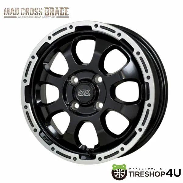 【訳アリ中古ホイール】【4本セット】 MAD CROSS GRACE 15×4.5J 4/100 +45 GB/P 補修用に