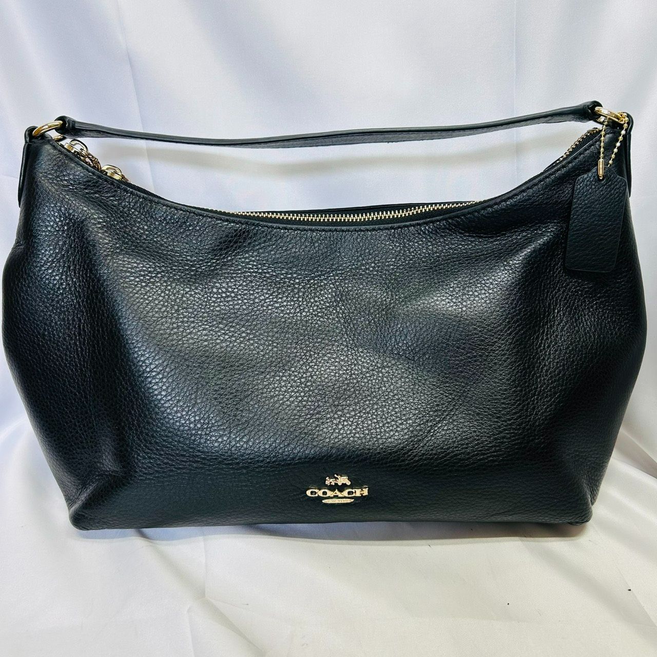 S【週末特価】COACHコーチ ブラックワンショルダー・ホーボーバッグ 
