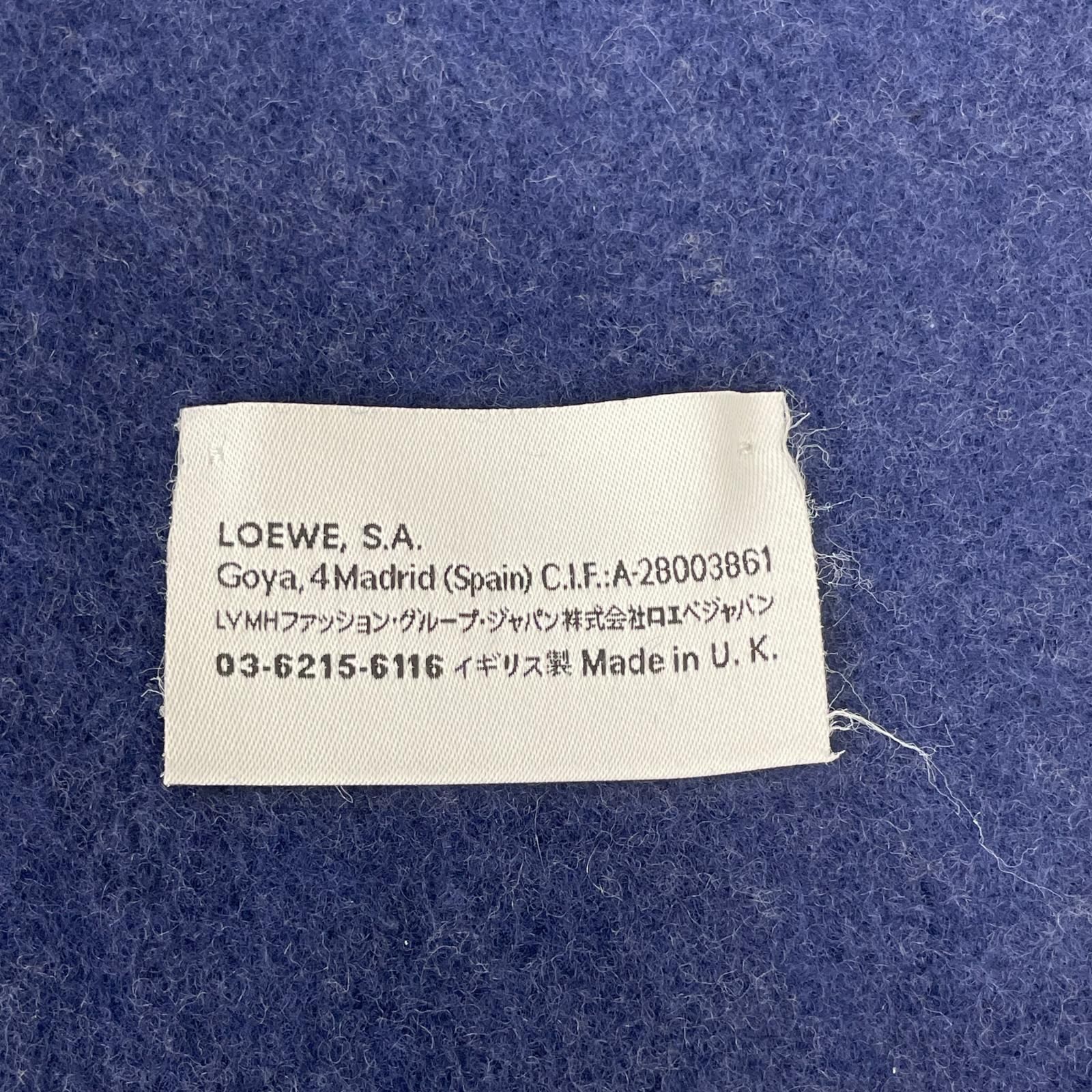 ロエベ LOEWE マフラー リバーシブル ネイビー×ベージュ ウール