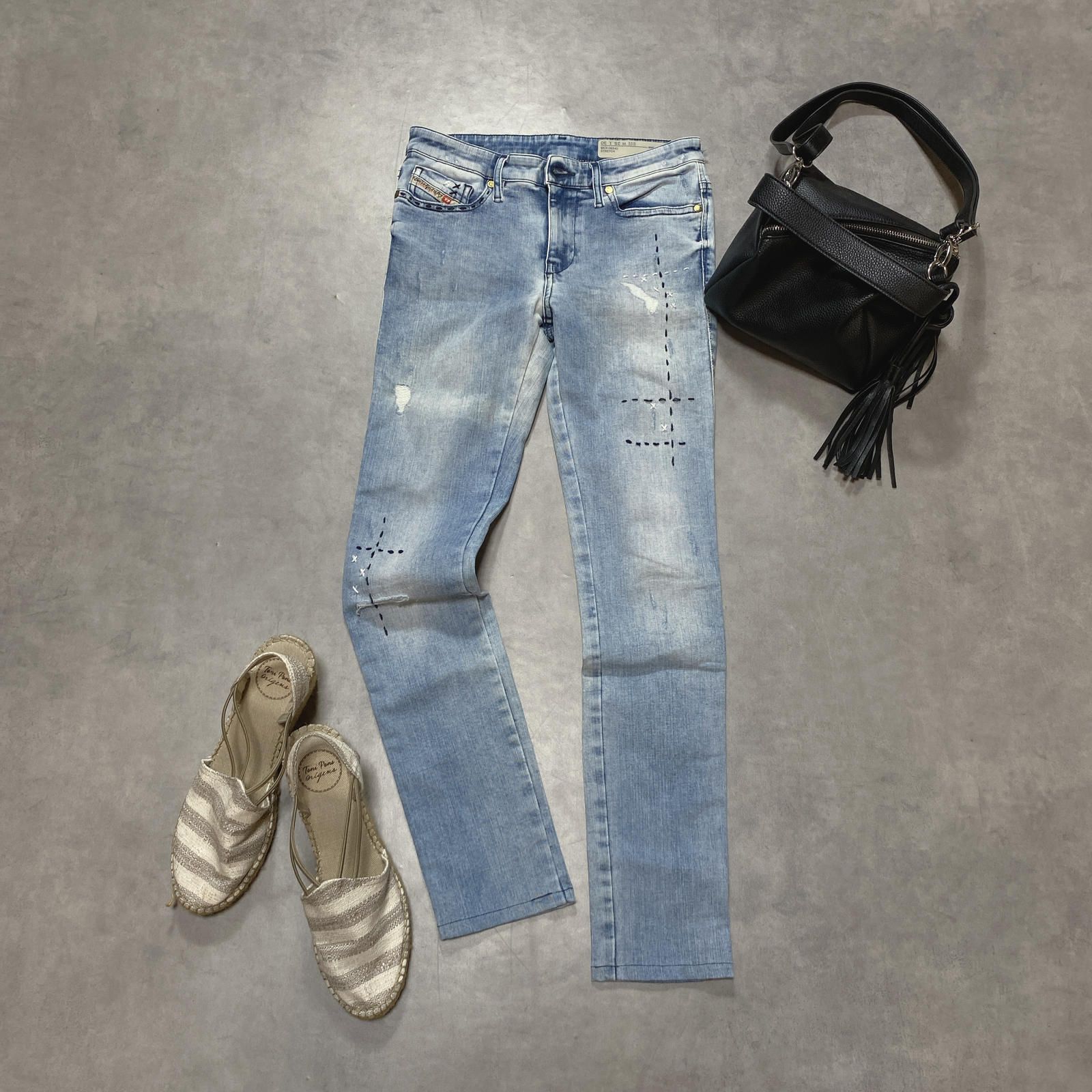 WH218○DIESEL：SUPER SLIM-SKINNY ○25○ インディゴ ダメージ 