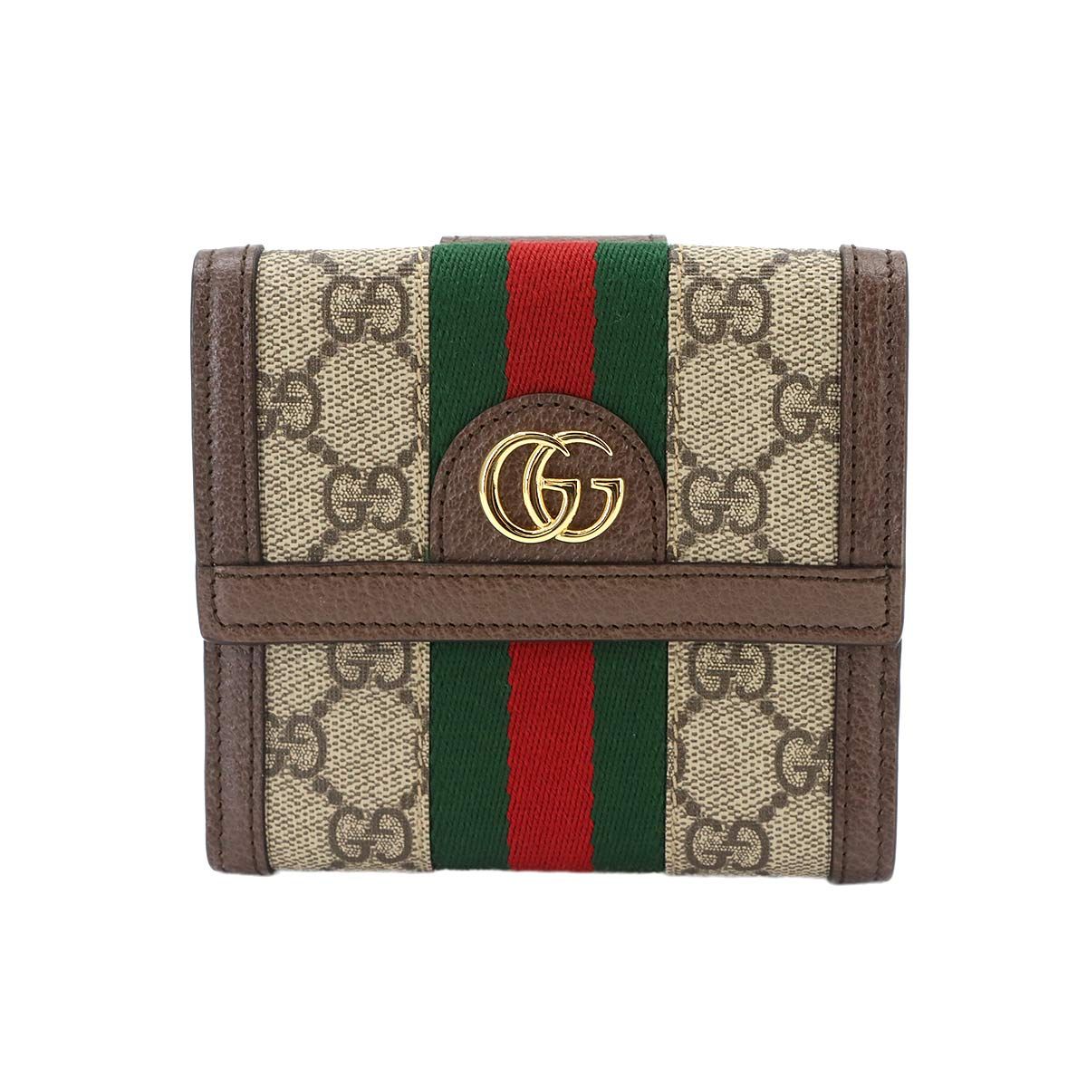 未使用 展示品 グッチ GUCCI オフィディア GGスプリーム シェリーライン 二つ折り 財布 レザー ベージュ ブラウン 523173 90334475 43,550円