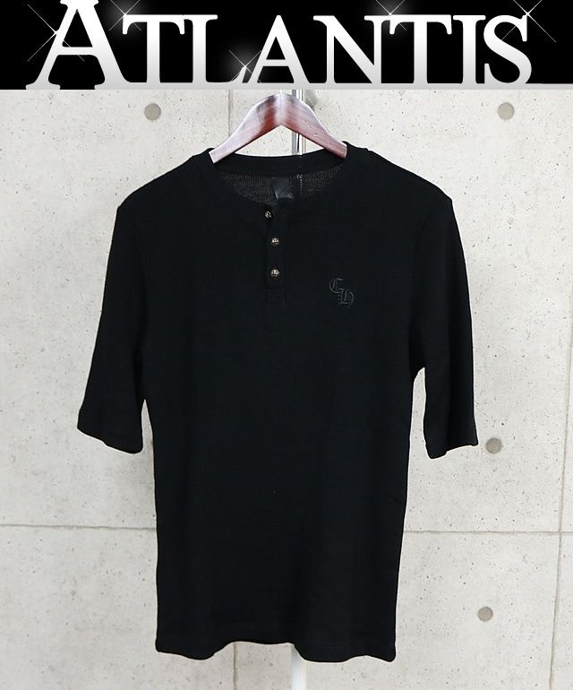 CHROME HEARTS 銀座店 クロムハーツ 美品 CH刺繍 クロスボール サーマル カットソー Tシャツ メンズ size:M 黒 103980