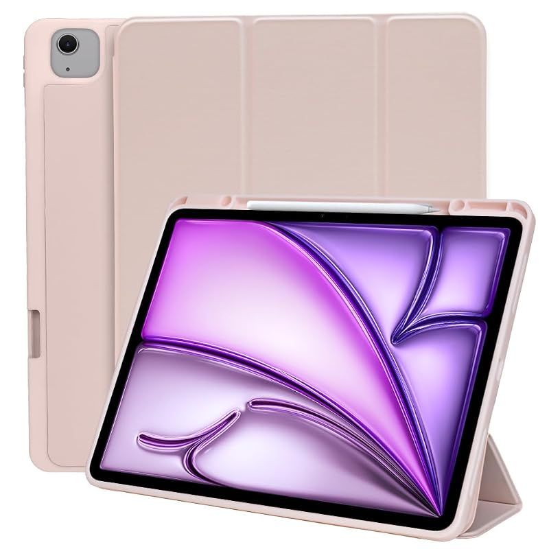 iPad Air 13/Pro 12.9 ケース M4/M3/M2 ピンクサ Apple Pencil対応