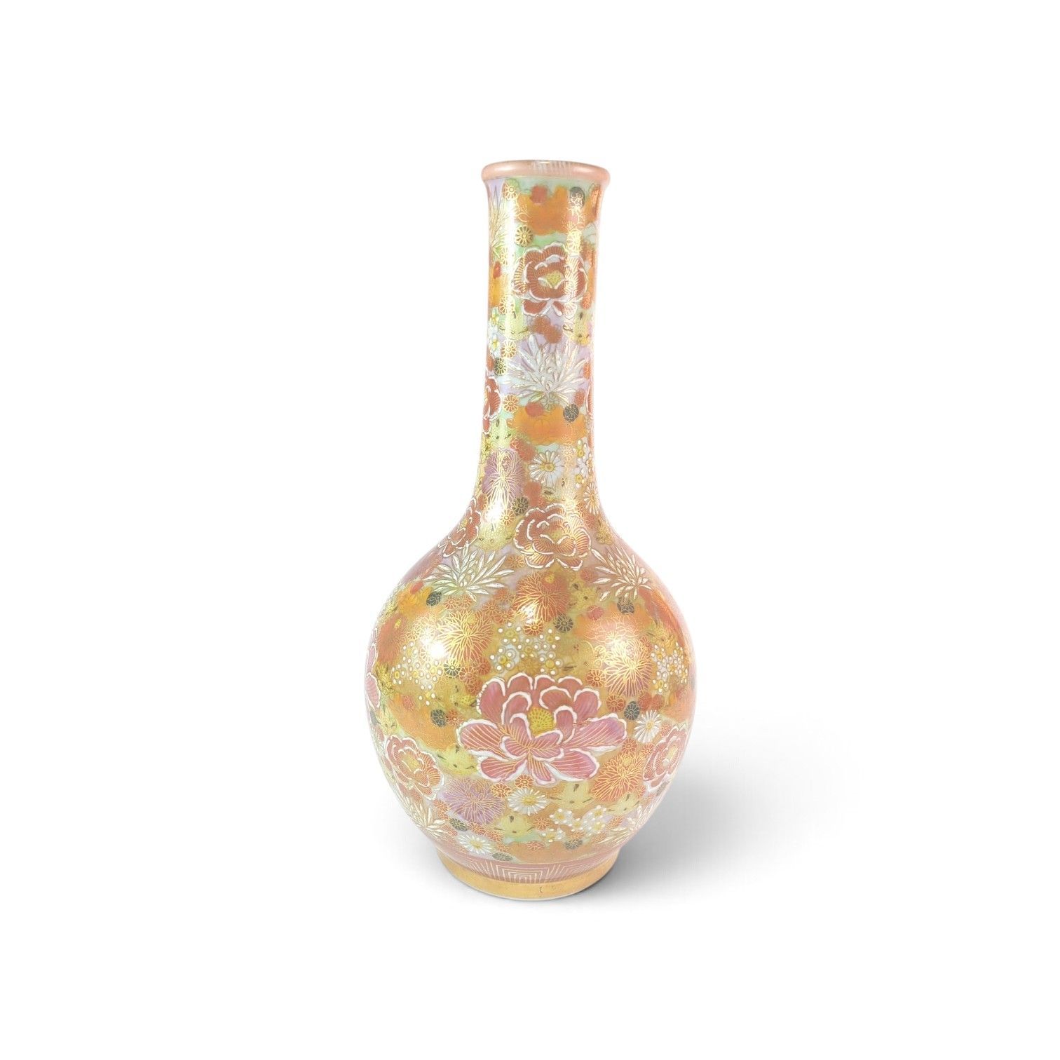 時代物　薩摩焼 丸十字 金襴手 花詰　金彩色絵花詰壷 15,444円