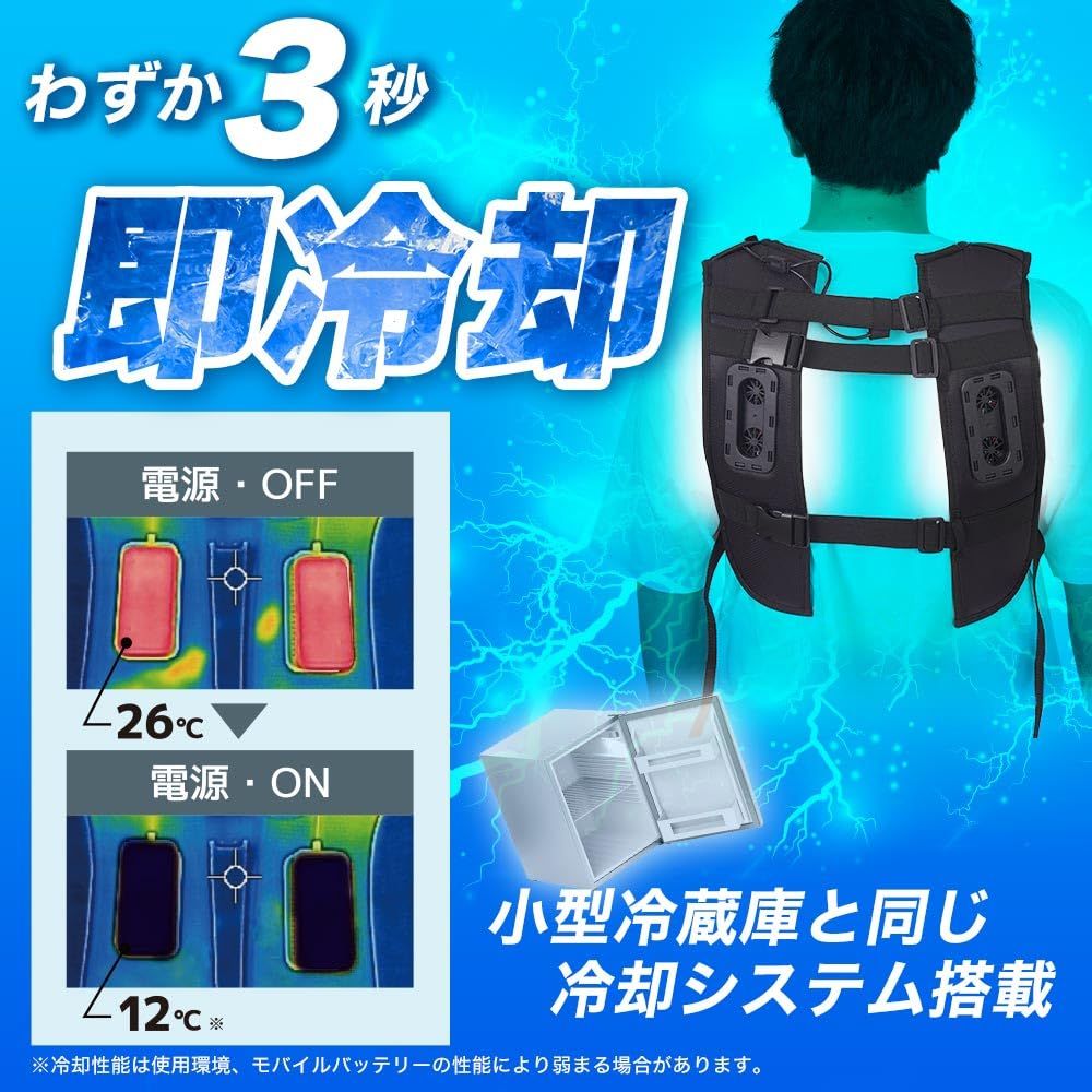 THANKO 暑さ対策 ペルチェ 夏 熱中症 作業着 涼しい 冷感 涼感 冷却 クール デュアルユニットで強力冷却「ハーネス対応冷蔵ベスト」 RZFHTVSBK