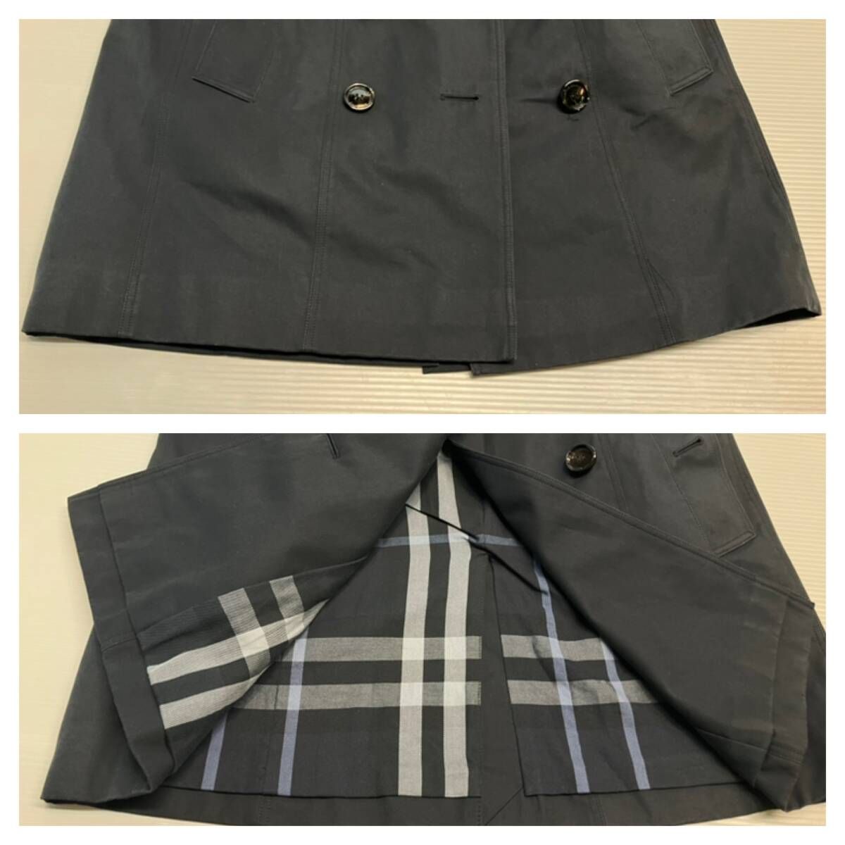 ★ BURBERRY London バーバリー ロンドン トレンチコート ビートチェック 3951572572 サイズXS ネイビー 通年