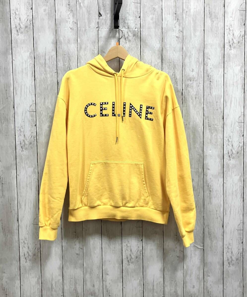 CELINE セリーヌ 22ss ロゴスタッズパーカー イエロー 洋服 サイズS