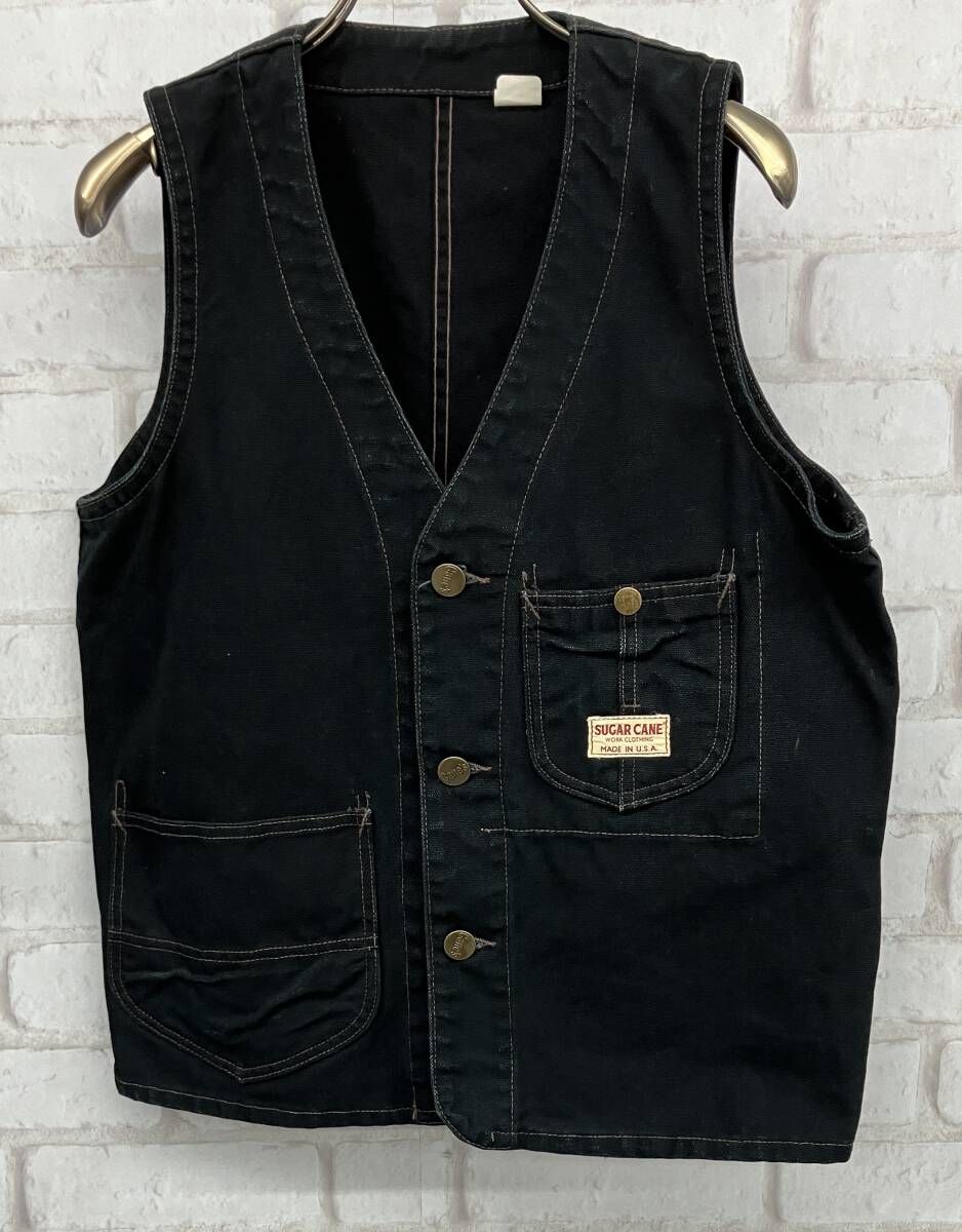 SUGAR CANE ワークベスト シュガーケーン コットン ブラック size M
