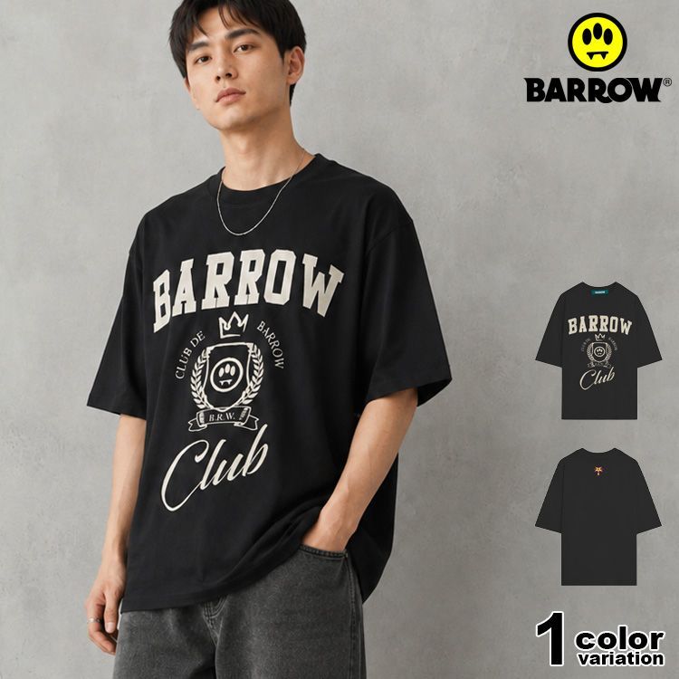 BARROW バロー Tシャツ メンズ レディース BARROW Club クラブロゴ ロゴTシャツ 半袖 バロウ クルーネック コットン ユニセックス S6BWUATH019