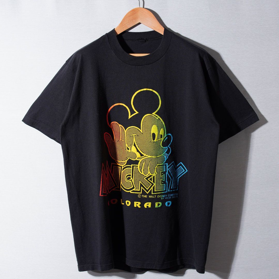 90s ディズニー Disney ミッキー MICKEY Tシャツ L 相当 ブラック