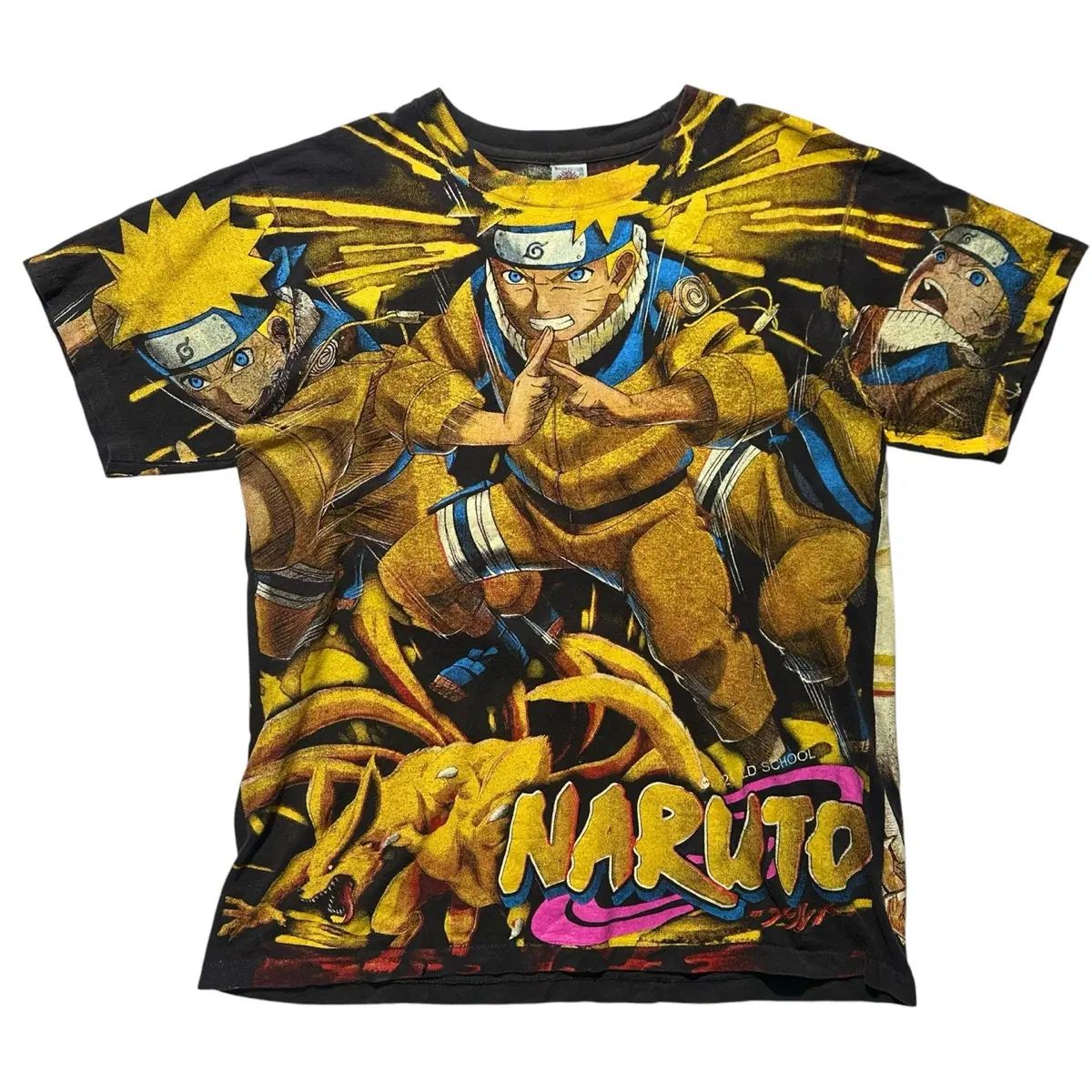 L NARUTO -ナルト- オールオーバ プリント 半袖 Tシャツ