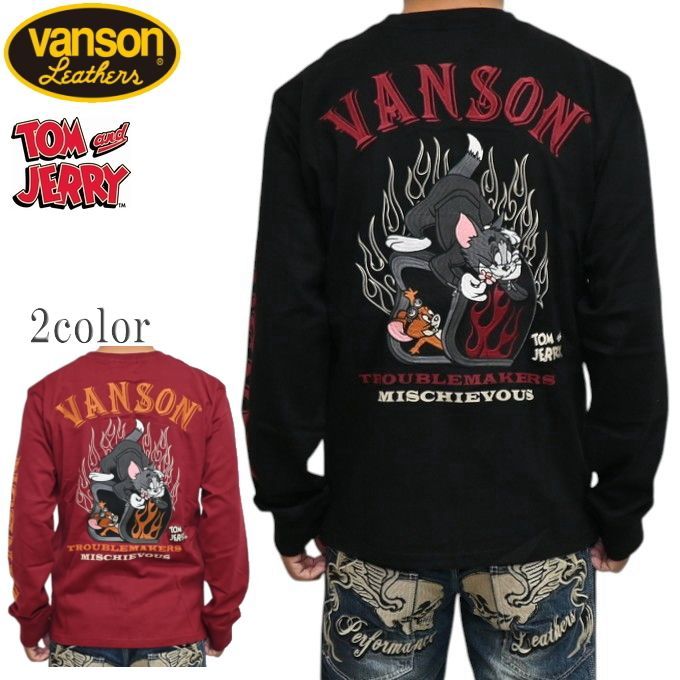 バンソン VANSON トムとジェリー TJV-2602 天竺 長袖Ｔシャツ ロンＴ バイカー トップス メンズ tjv-2602