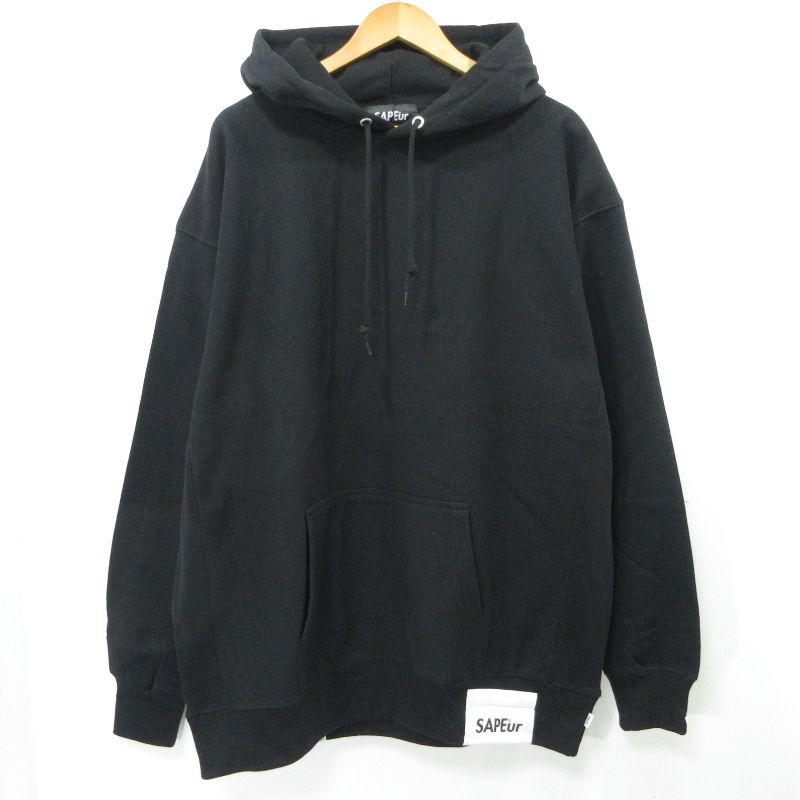 【三重本店】 中古 SAPEur | サプール 裏起毛パーカー BIG LABEL HOODIE ブラック 【103】 8,960円