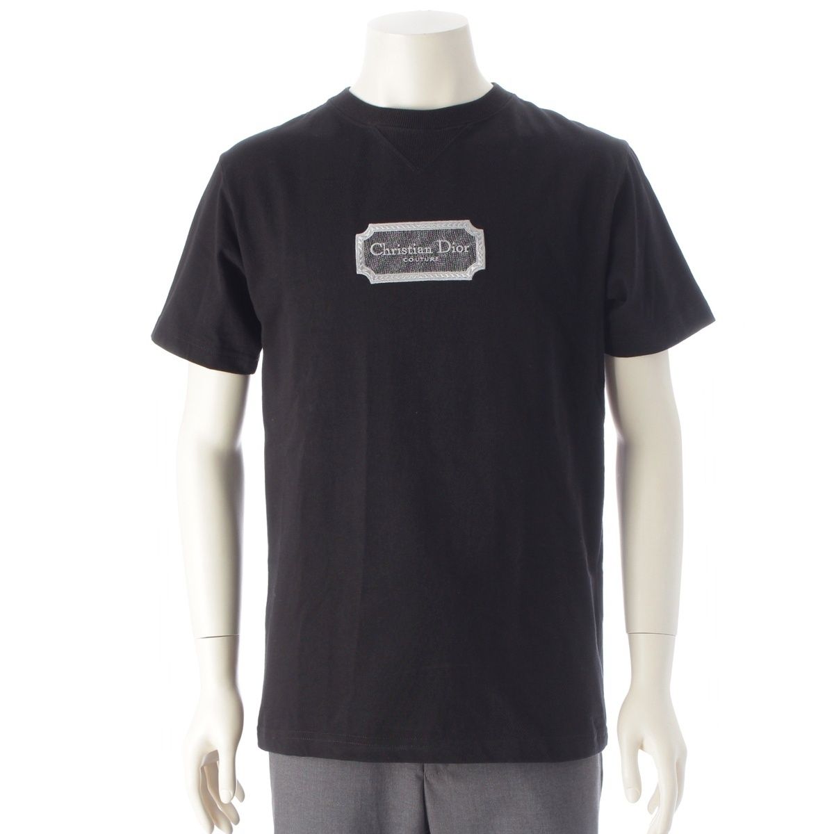 ディオール コットン ロゴ エンブロイダリー 刺繍 半袖Ｔシャツ トップス 343J696C0554 ブラック XS【中古】