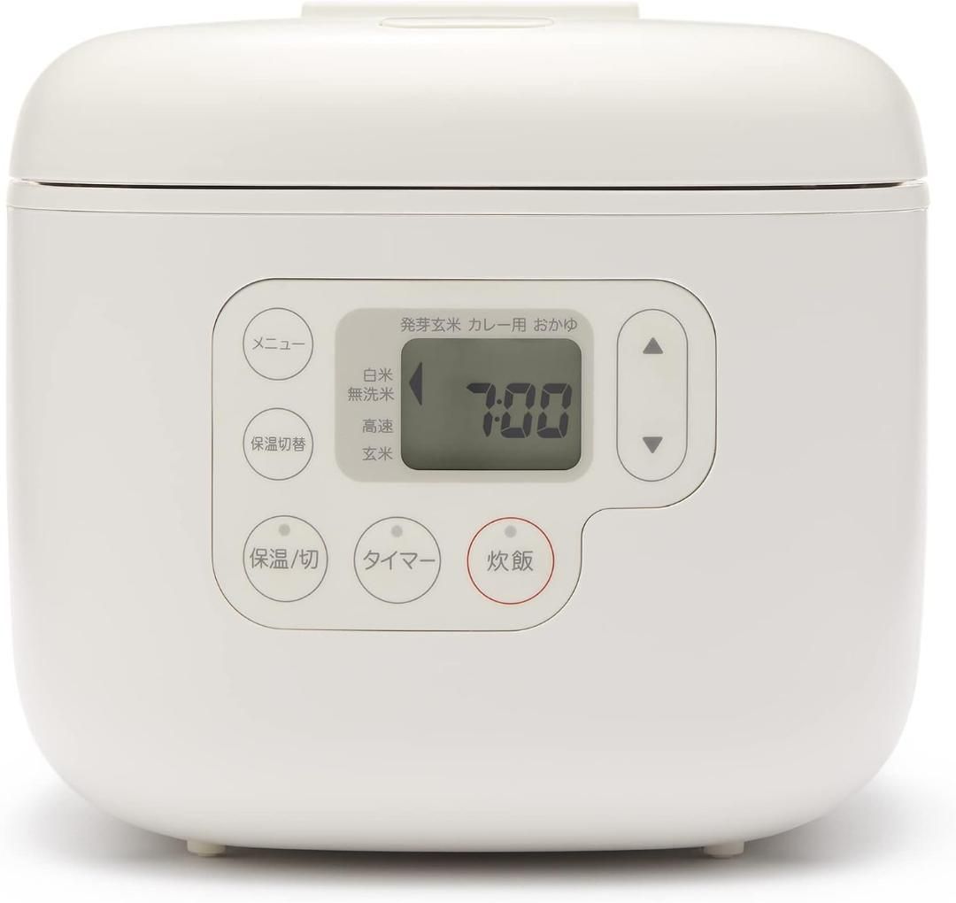 無印良品 しゃもじ置き付き炊飯器 3合炊き 白 MJ-RC3A3 幅20.8×奥行25.4×高さ18.6cm