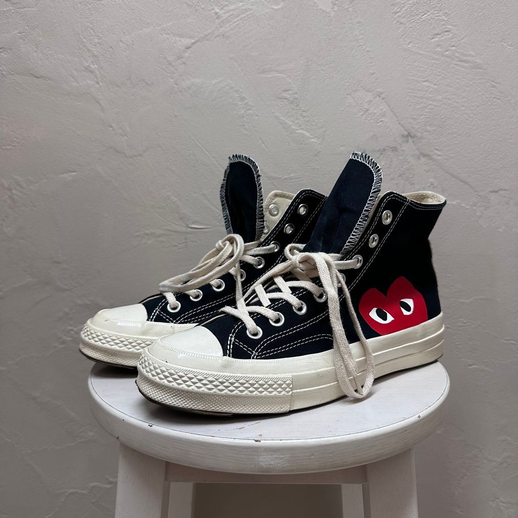 Converse × COMME des GARCONS PLAY コンバース プレイ・コム デ ギャルソン Chuck 70 High-Top Sneakers スニーカー AZ-K112-001-1 ブラック size:40【代官山B08】