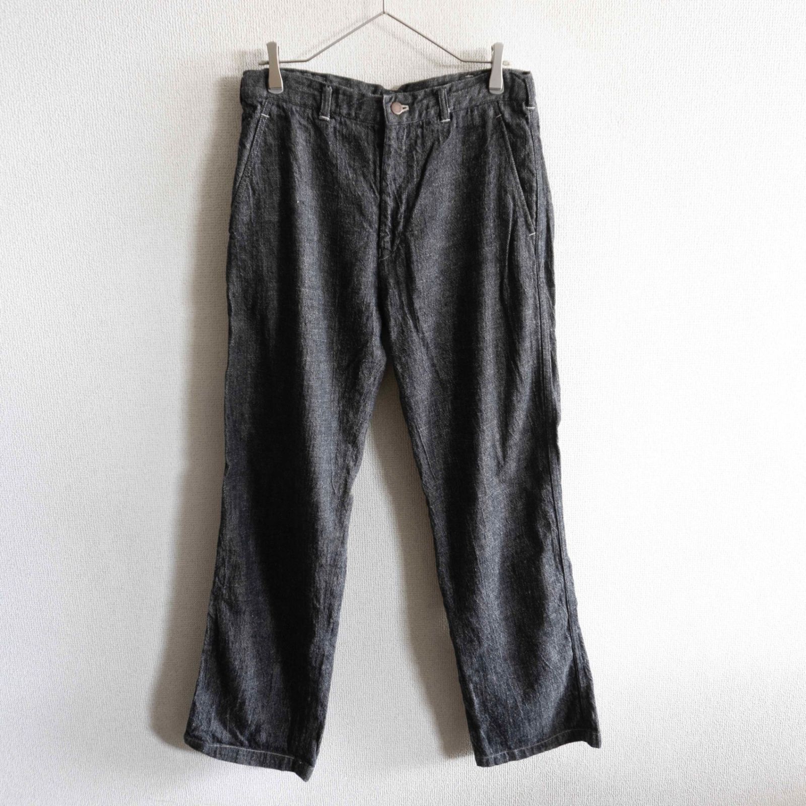 【AD1999/アーカイブ】COMME des GARCONS HOMME【90s コットンリネン ブラック デニムパンツ】S 90年代 コムデギャルソンオム 26080159