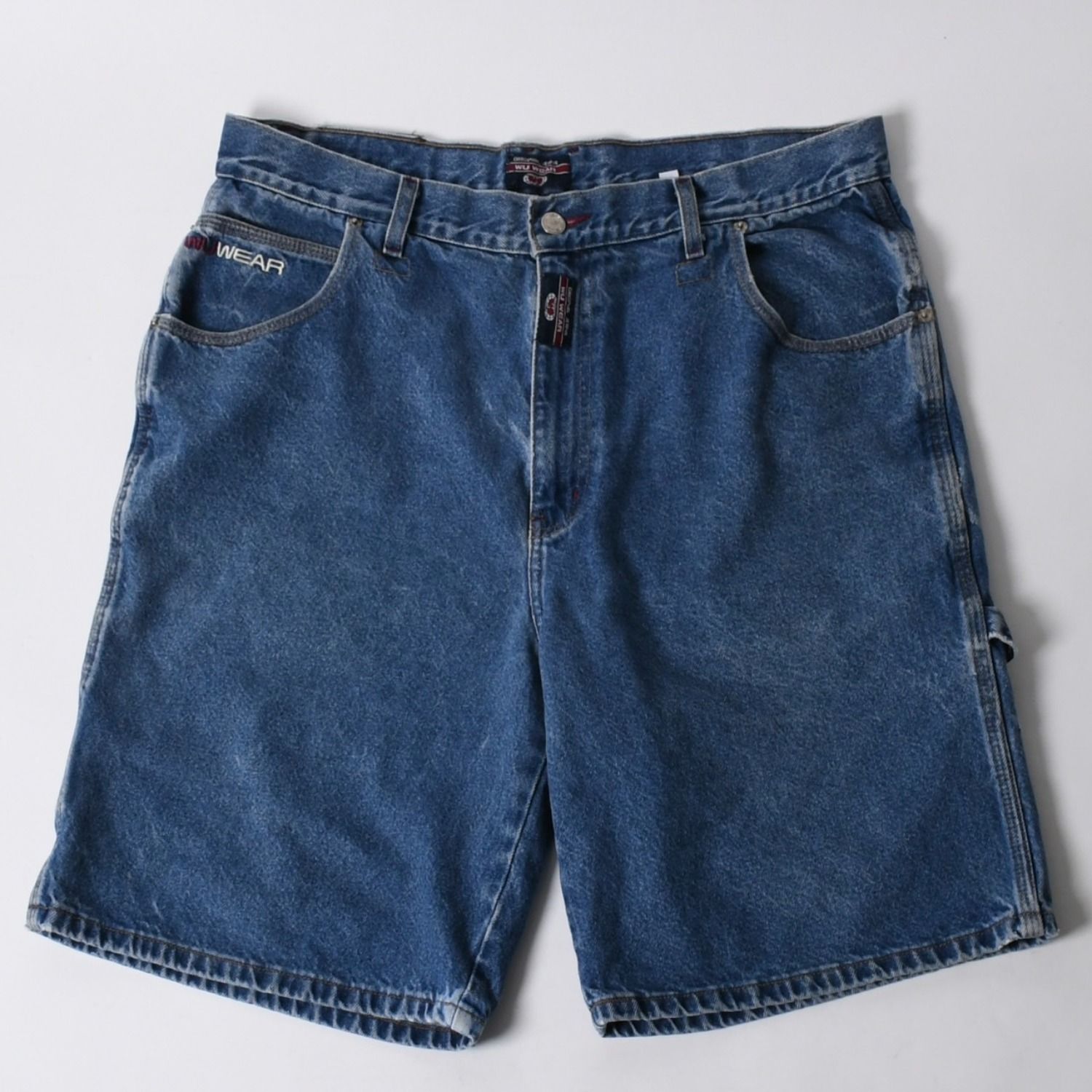 WU WEAR ウーウェア バギーデニムショーツ CUT# 541 インディゴ バギーフィット ルーズ 38サイズ シルバー金具 美品 中古 4a006296