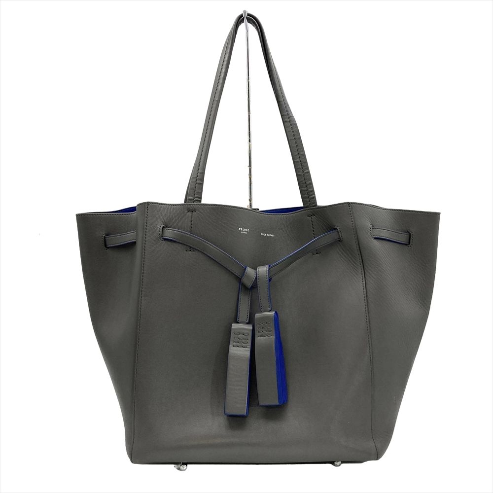 セリーヌ CELINE カバファントム タッセル トートバッグ レザー グレー