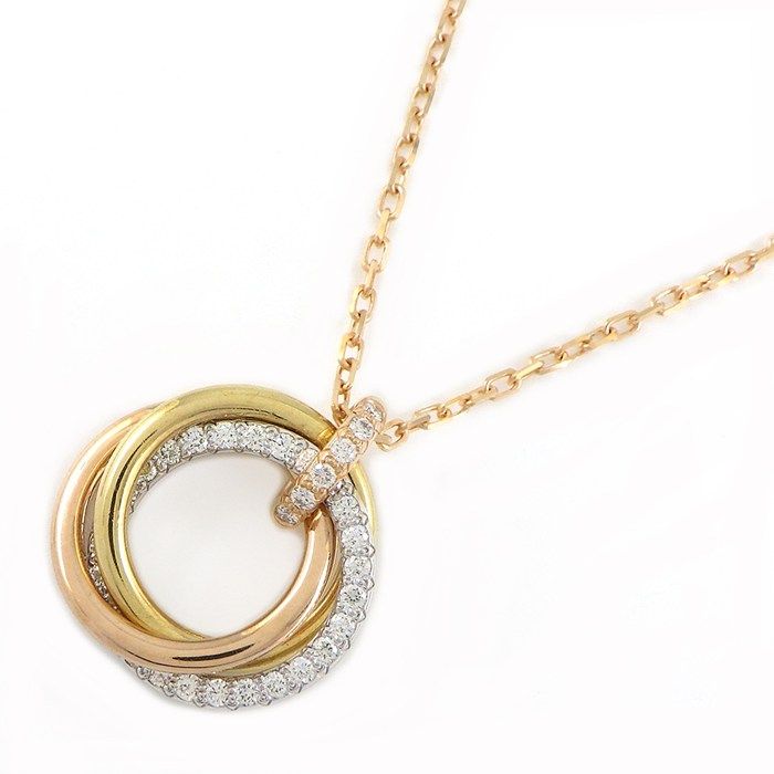カルティエ Cartier ネックレス トリニティ スモール セミパヴェ ダイヤモンド K18PG 【箱・保付き】 【中古】