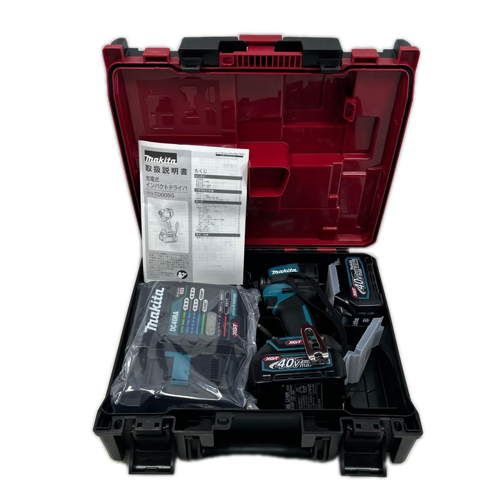 MAKITA マキタ インパクトドライバ 未使用品(S) 充電器・充電池2個・ケース付 コードレス式 40v TD005GRDX ブルー 44,330円