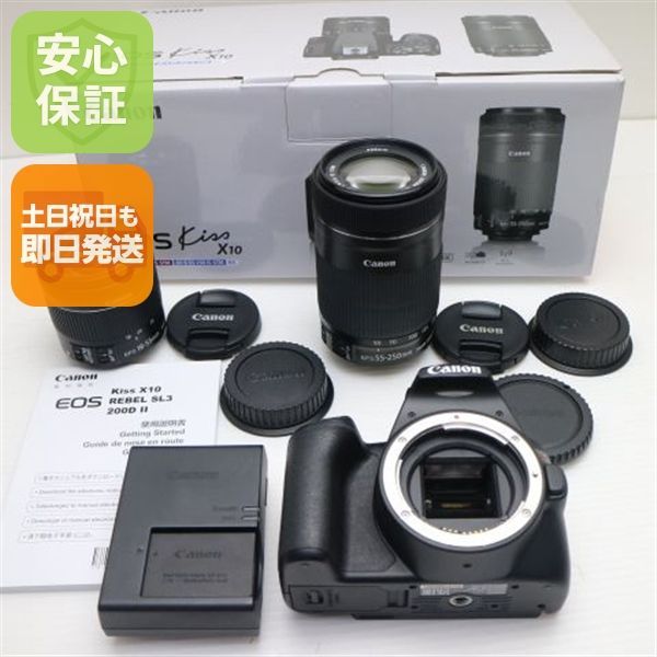 新品同様 EOS Kiss X10 ダブルズームキット ブラック 即日発送 Canon デジタル一眼カメラ デジタルカメラ 土日祝発送OK