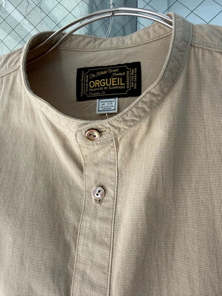 ORGUEIL バンドカラー チェックシャツ