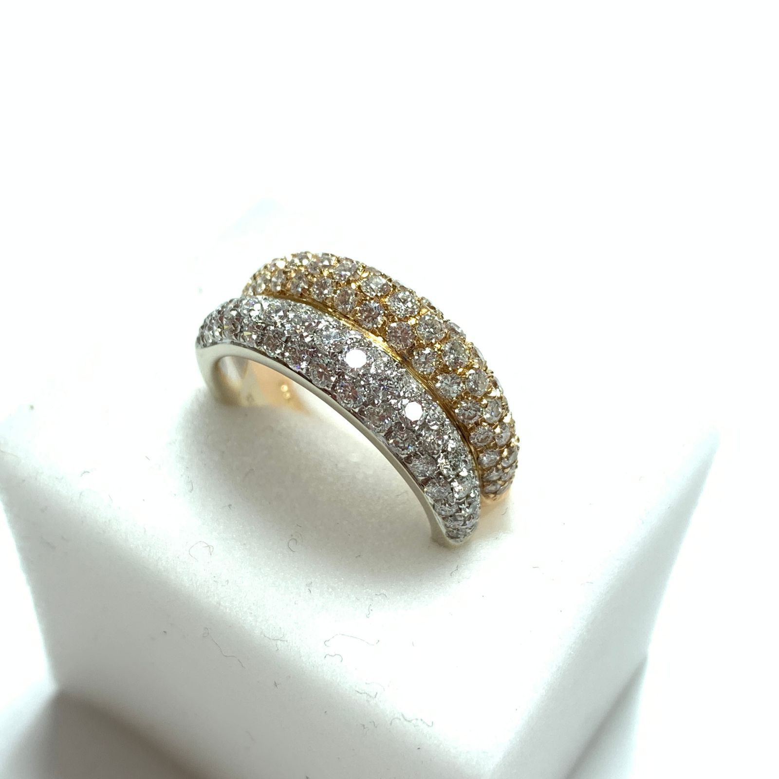 f001 A1 新品磨き済 ピキョッティ PICCHIOTTI K18 750 2連 パヴェ ダイヤモンド リング 1.27ct 指輪 12号 WG YG ジュエリー ブランドアクセ 200,000円