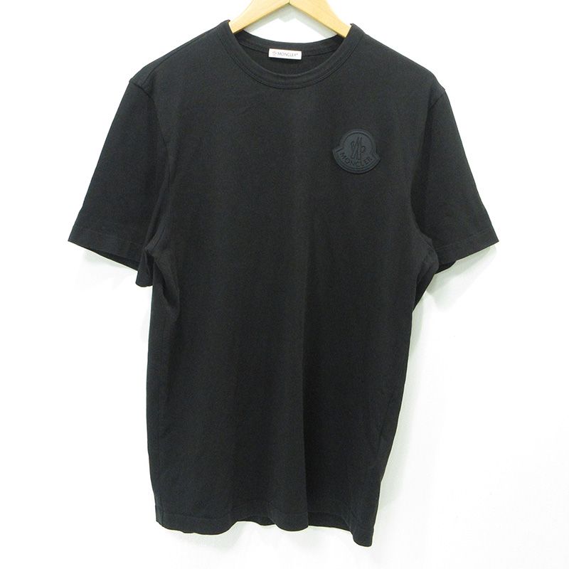 【三重本店】 中古 MONCLER | モンクレール MAGLIA T-SHIRT ラバープレートロゴ半袖Tシャツ G10918C7E210 ブラック サイズ：S 【108】