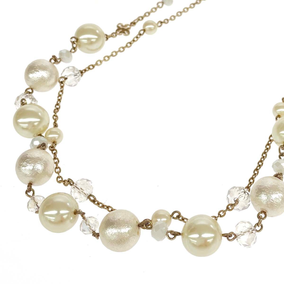ANNA SUI Anna Sui Necklace x 2 Faux Pearl Beads White x Gold Color Women/ 240001218936