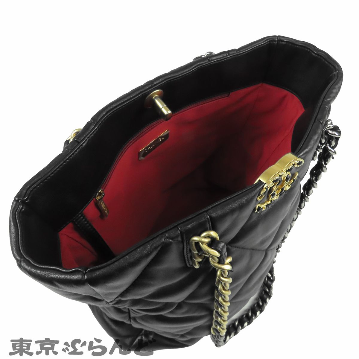 シャネル　シルバーチェーン　黒　マザーズバッグ　トートバッグ シャネル CHANEL シャネル 19 AS3519 ブラック 黒 ゴールド金具