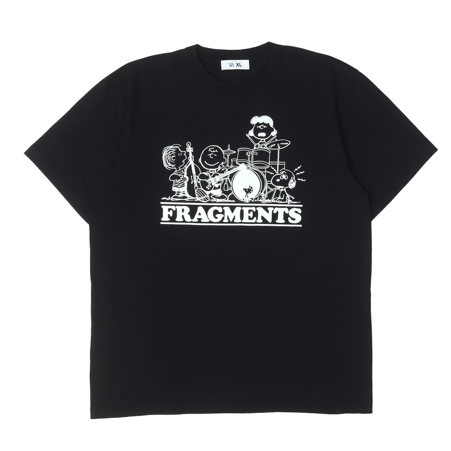 【美品】V.A. ヴイエー Tシャツ ブラック 黒 XL fragment design PEANUTS スヌーピー バンド クルーネックTシャツ フラグメント ピーナッツ コラボ トップス カットソー 半袖【メンズ】【中古】