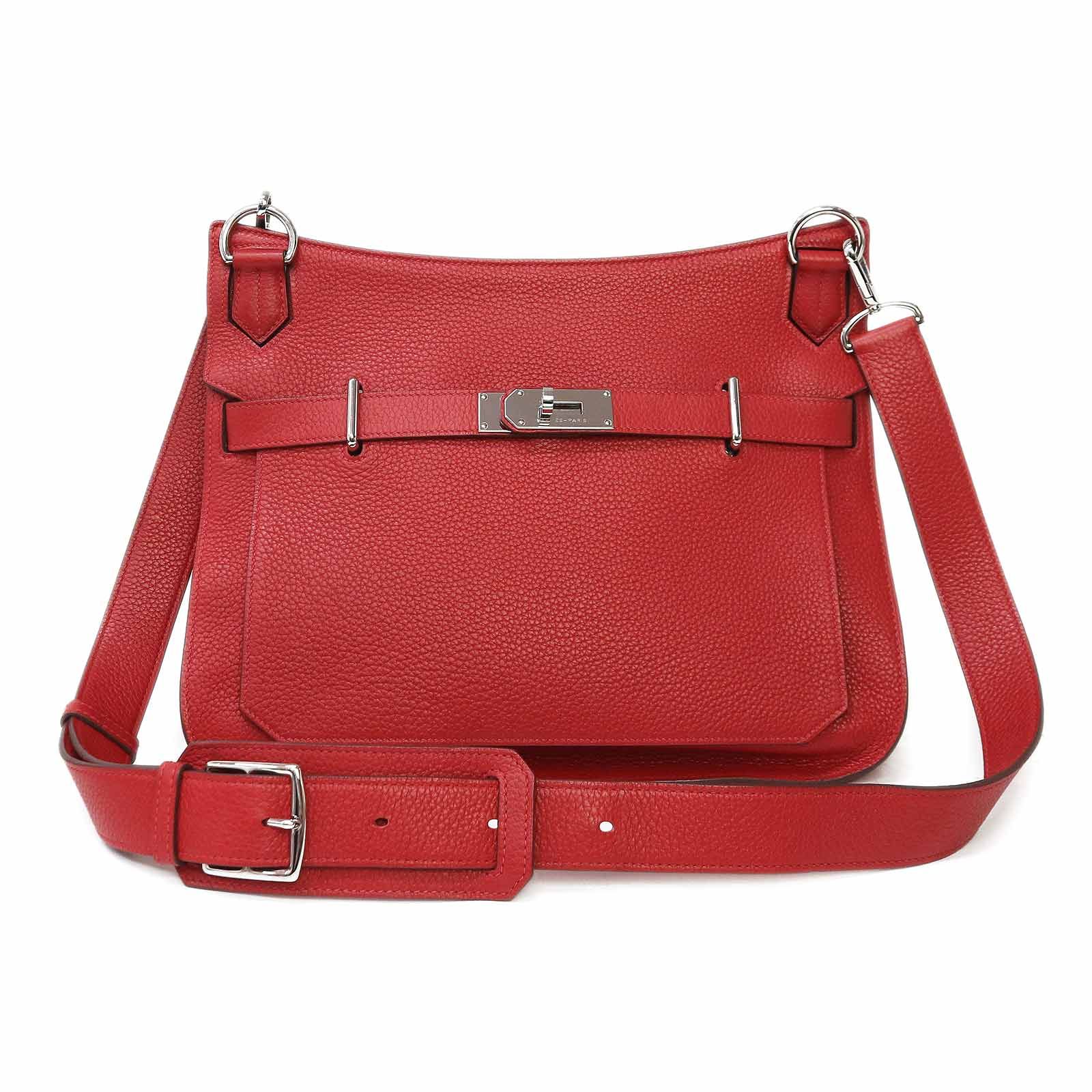 エルメス ジプシエール 34 トリヨンクレマンス ルージュカザック レッド □Q刻印 ショルダーバッグ 斜め掛け レザー シルバー金具 HERMES（美品）