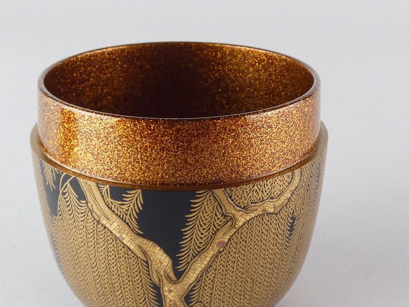 工芸品 【流】時代漆器 梨地 竹蒔絵 煮物椀十客 大七客 小三客 箱付 LE915