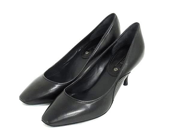 ■美品■ CELINE セリーヌ レザー ヒール パンプス 表記サイズ 36 (約23cm) 靴 シューズ レディース ブラック系 HE1017