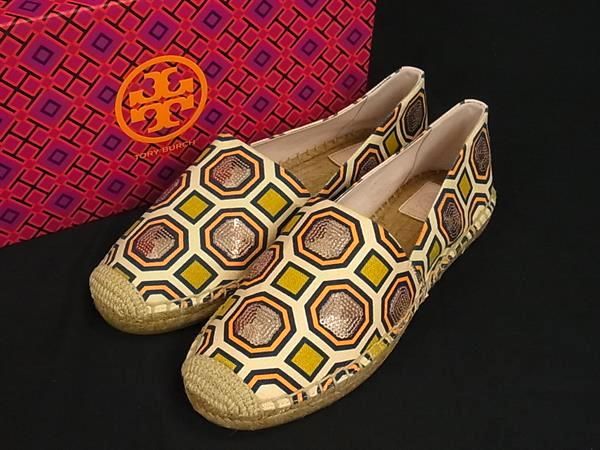 ■新品同様■ TORY BURCH トリーバーチ CECILY キャンバス エスパドリーユ 表記サイズ 8 (約25cm) 靴 シューズ ベージュ系 HB2808