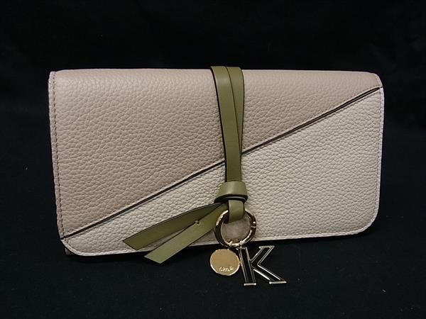 ■新品同様■ Chloe クロエ アルファベット レザー 二つ折り 長財布 ウォレット 小銭入れ 札入れ カード入れ ベージュ系 FZ5685