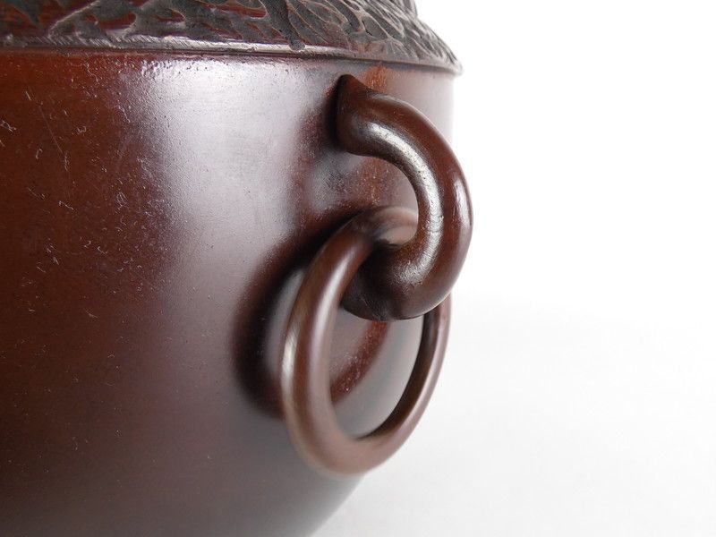 金森紹栄「唐銅 瓢透瓶懸」共箱 保証品 茶道具 瓶掛 高岡銅器 /K(tk7