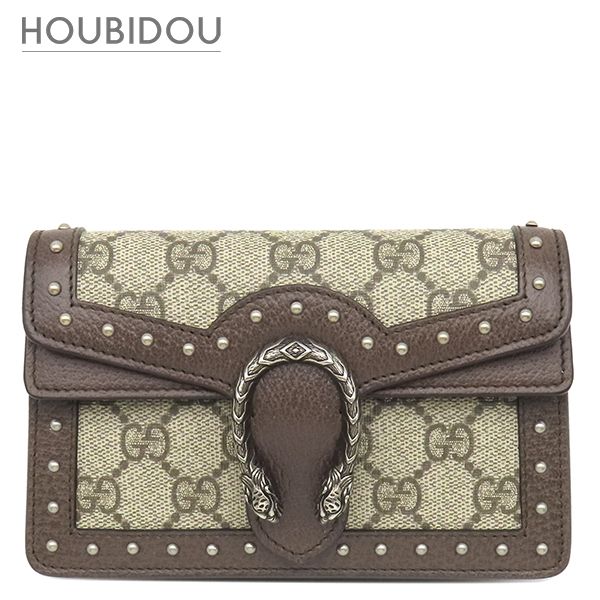 グッチ GUCCI ショルダーバッグ ディオニュソス スーパーミニバッグ GGスプリームキャンバス レザー ベージュ×ブラウン ガンメタル金具 タイガーヘッド 476432【中古】