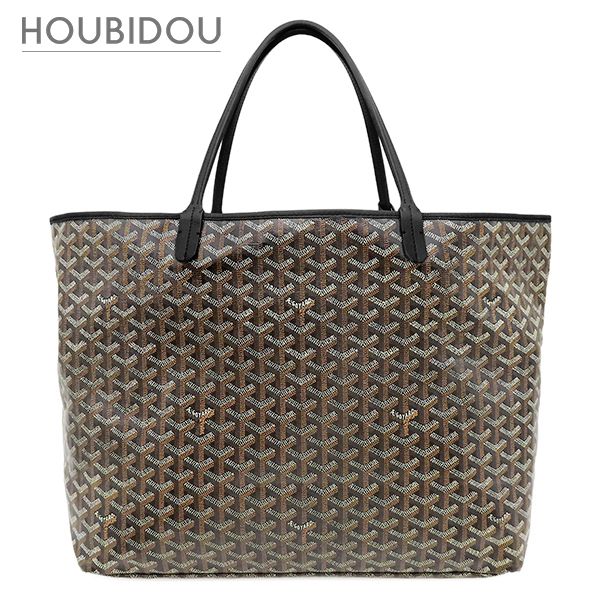 ゴヤール GOYARD トートバッグ サンルイGM PVCコーティングキャンバス ゴヤールディンキャンバス シュヴロッシュカーフスキン ブラック シルバー金具 リバーシブル ヘリンボーン 【中古】 168,920円