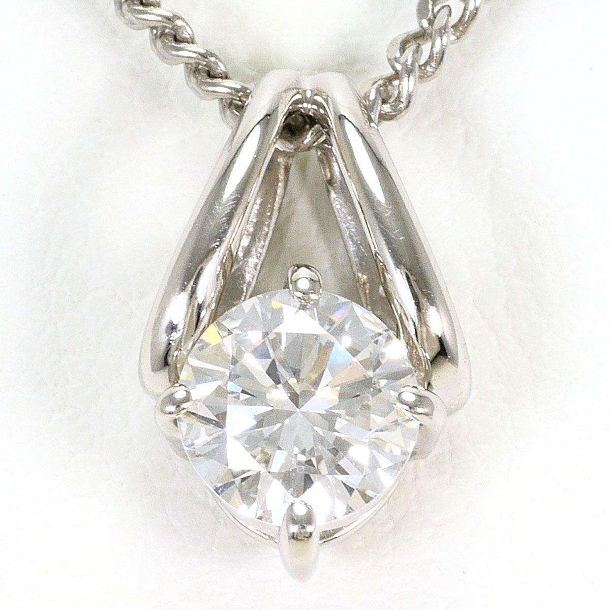 PT900/プラチナ PT850/プラチナ ネックレス ダイヤモンド 0.45ct VS1 鑑定書 総重量約4.7g 約40cm