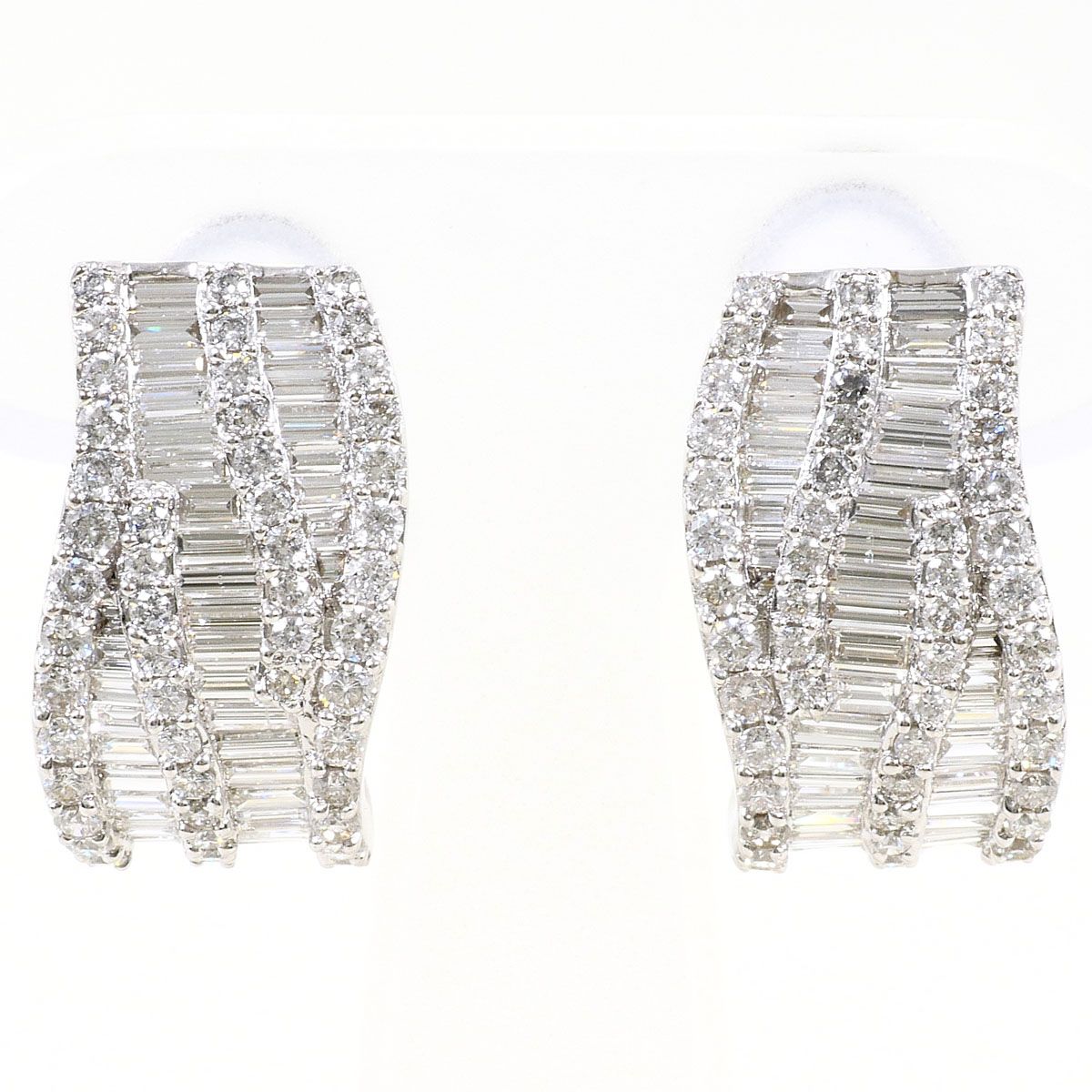 K18WG ピアス ダイヤモンド 3.75ct 鑑別書 総重量約12.5g