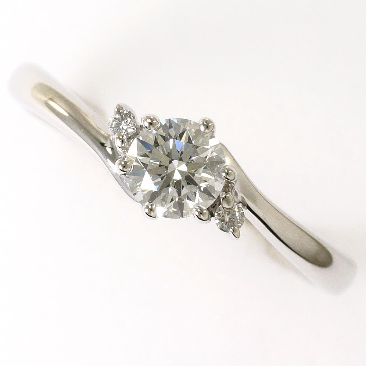 PT900/プラチナ リング・指輪 9号 ダイヤモンド 0.335ct 0.02ct SI1 鑑定書 総重量約2.7g