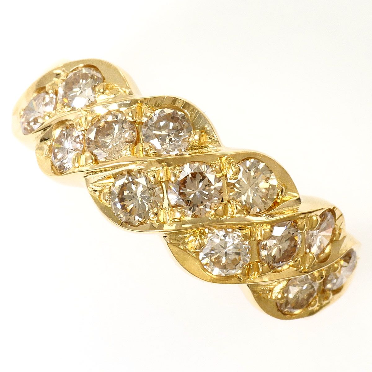K18YG リング・指輪 12号 ブラウンダイヤモンド 1.00ct 総重量約2.6g