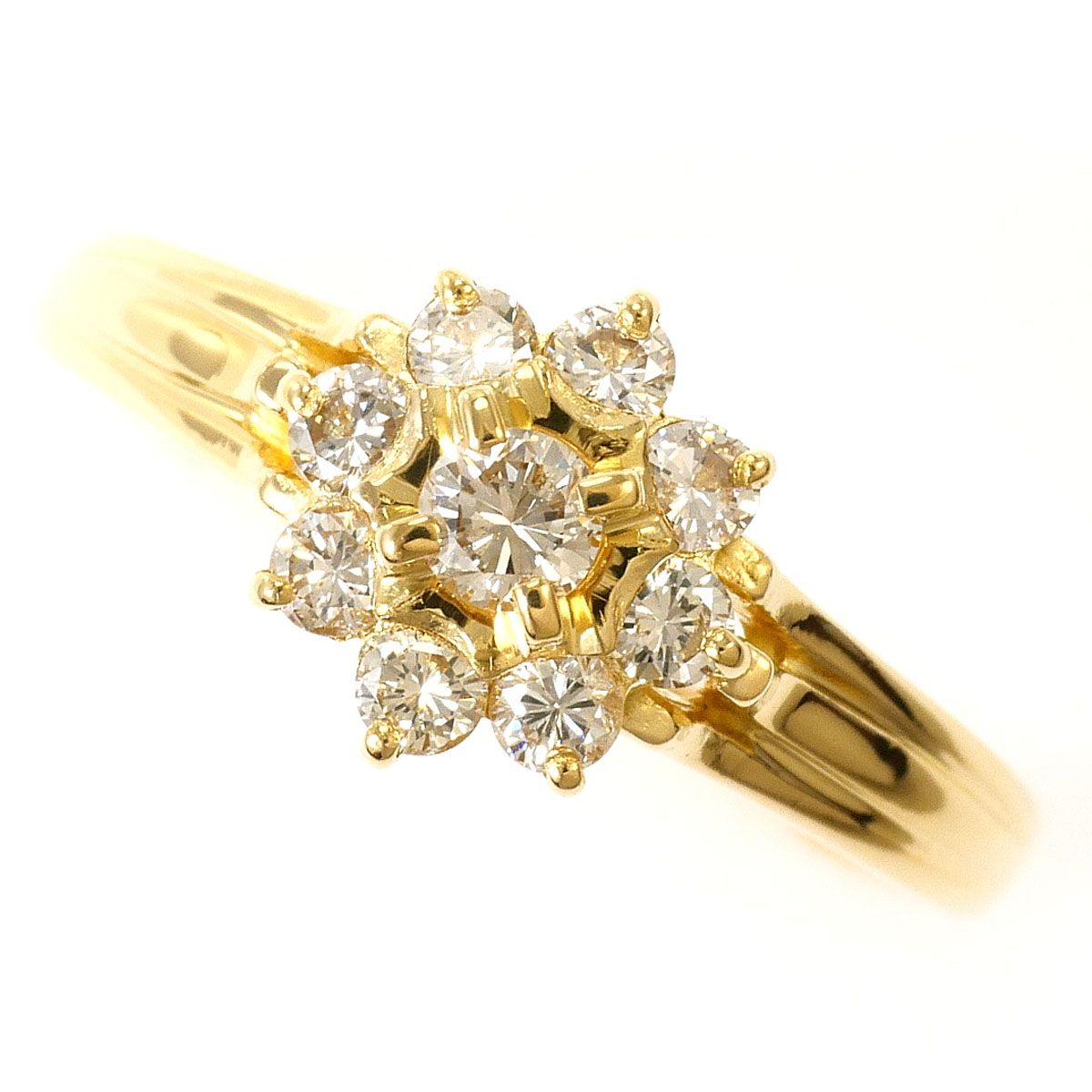 K18YG リング・指輪 7.5号 ダイヤモンド 0.30ct 総重量約2.2g
