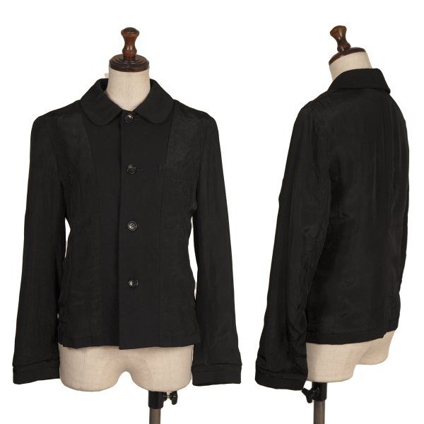 トリココムデギャルソンtricot COMME des GARCONS 異素材切替デザインラウンドカラージャケット 黒S