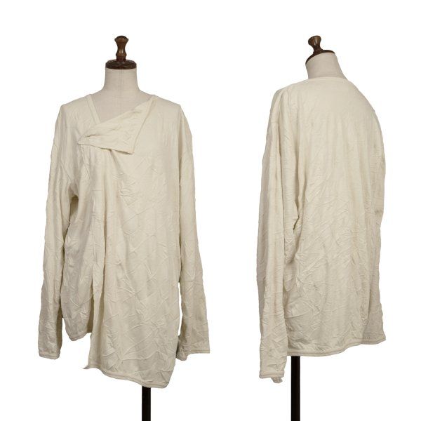 コムデギャルソンCOMME des GARCONS コットンシワ加工ラップライクデザインカットソー アイボリーM位