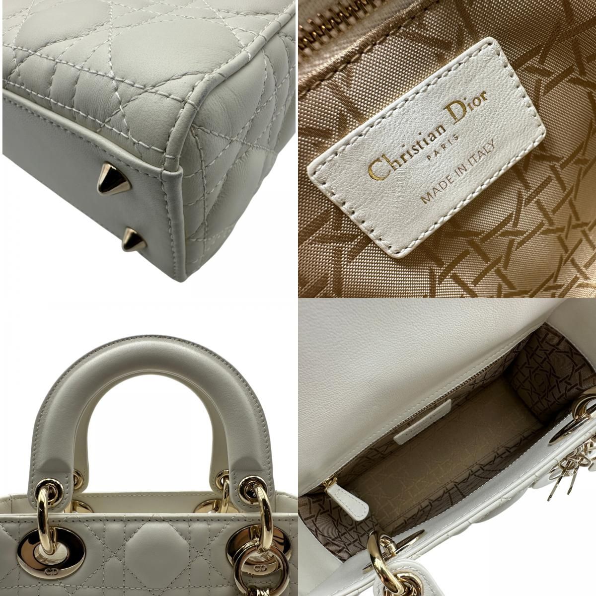 クリスチャン・ディオール Christian Dior MY ABCDIOR バッグスモール M05380NGE ホワイト カナージュラムスキン レディース ショルダーバッグ